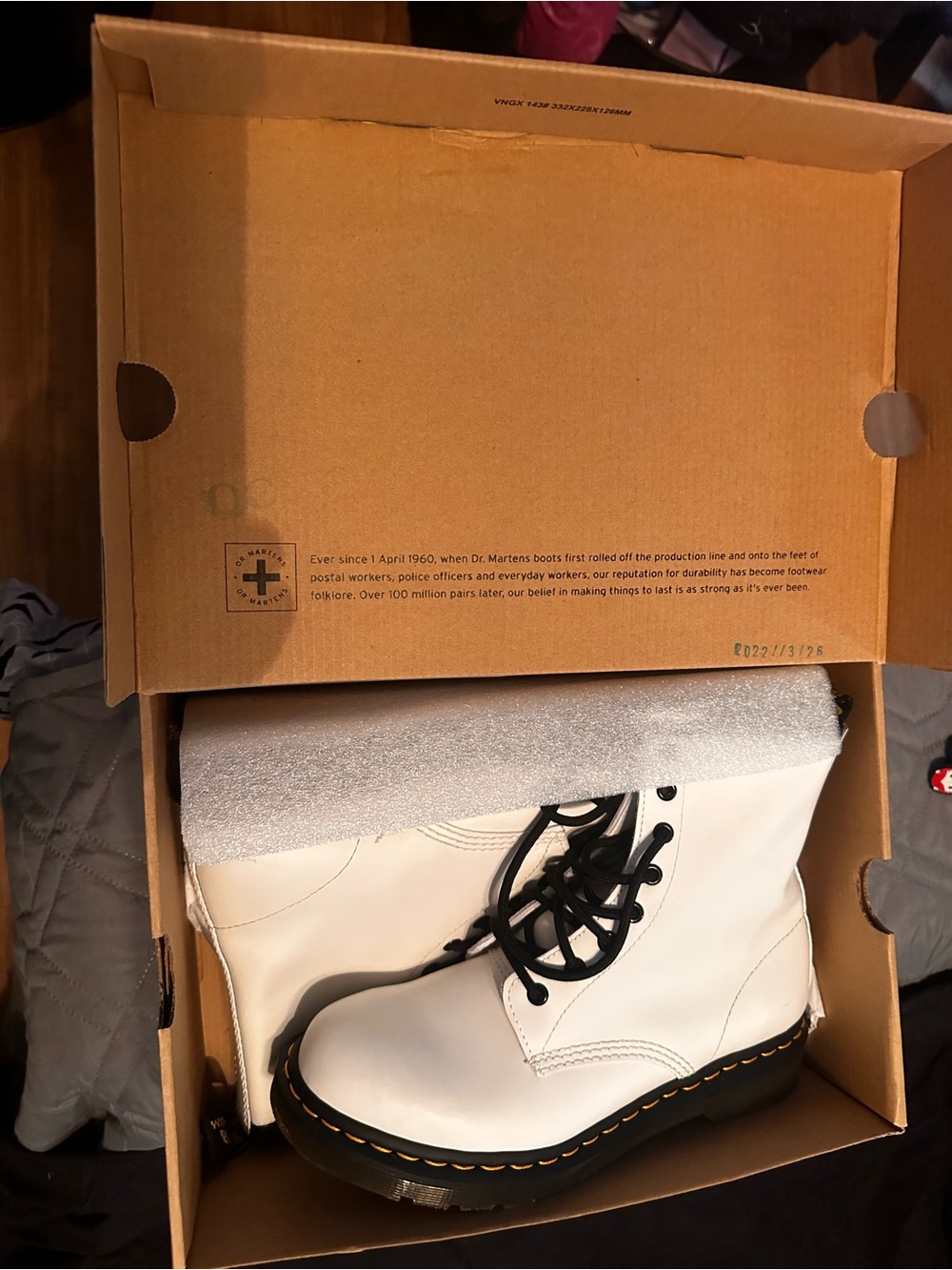 Dr. Martens White 8-Eye Lace-Up Boots with Black Laces size 9 women